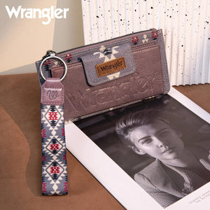 Wrangler Aztec Print Bi-Fold Wallet Wristlet - Lavender - by Montana West