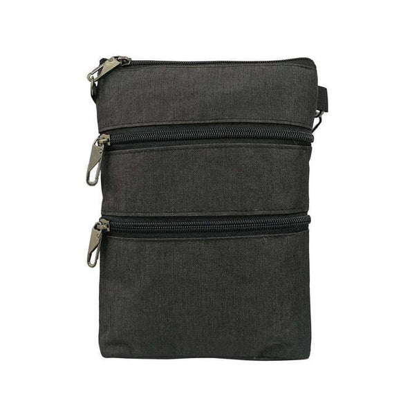 Anti Theft 3 Zipper Crossbody Bag - Black - by Calla