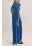 High Waist Column Straight Button-Fly & Back Welt Pockets - Dark Wash - by Judy Blue