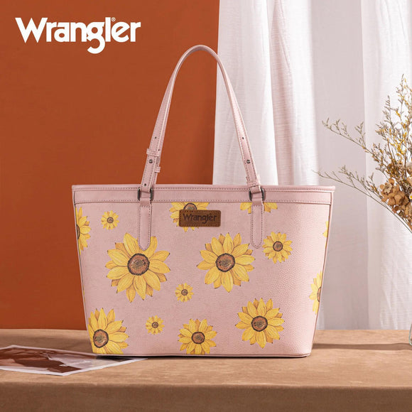 Wrangler Sunflower Print Tote Bag - Pink - by Montana West