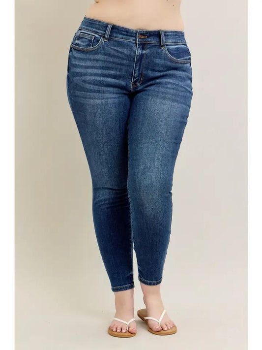 Plus Core Mid-Rise Skinny w/ Handsanding - by Judy Blue