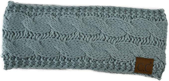 C.C Cable Knit Fuzzy Lined Headband - Winter Mint