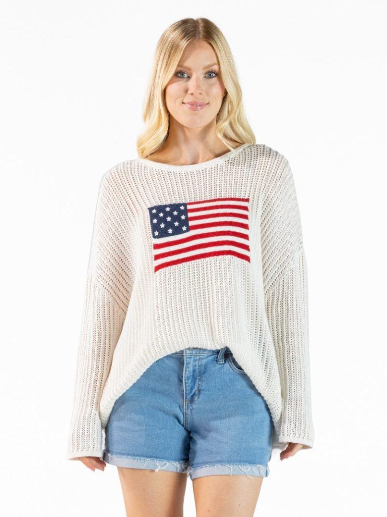 Open Knit Flag Sweater - by Simply Southern