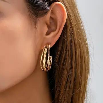 Gold-tone Triple Layer Hoop - Earrings - JOSSLYN