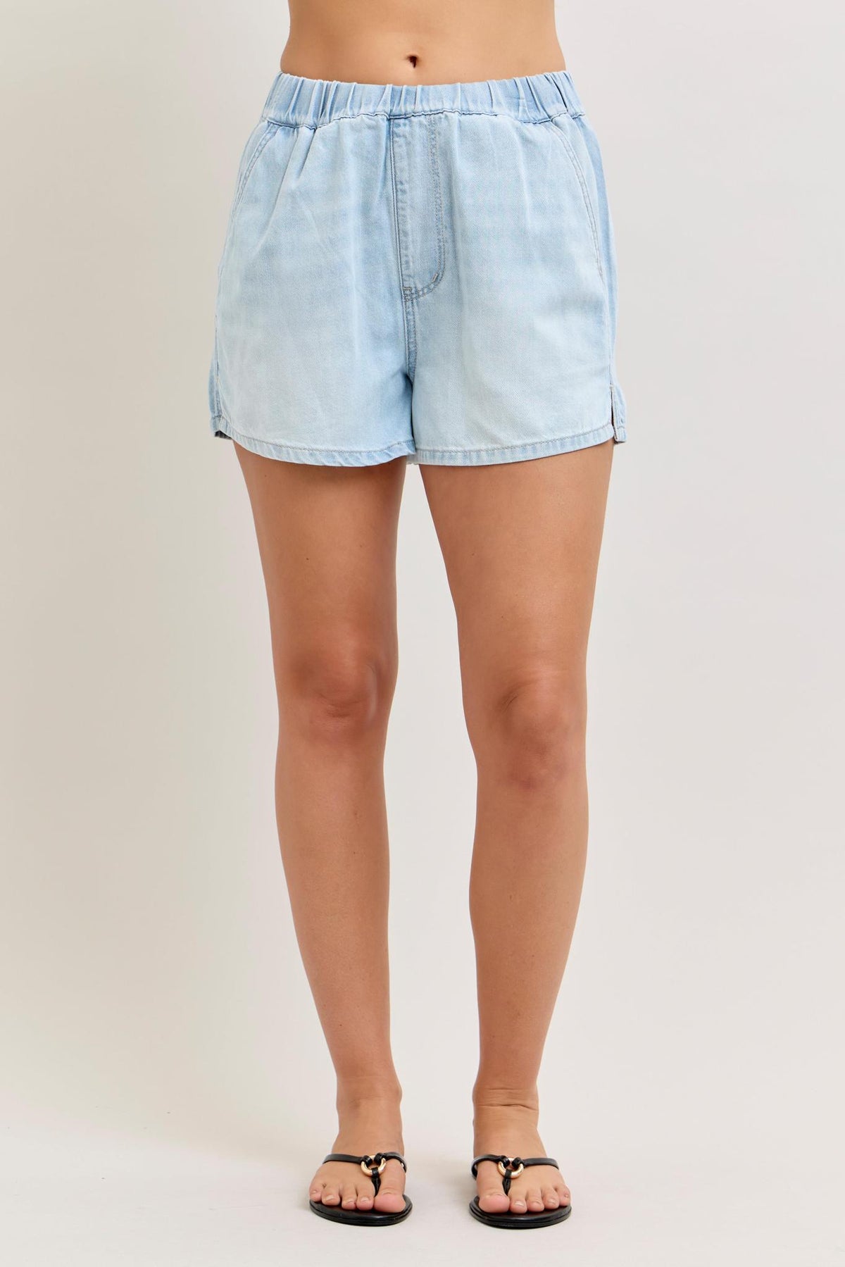 High Waisted Featherweight Boxer Short - Light Wash - by Judy Blue