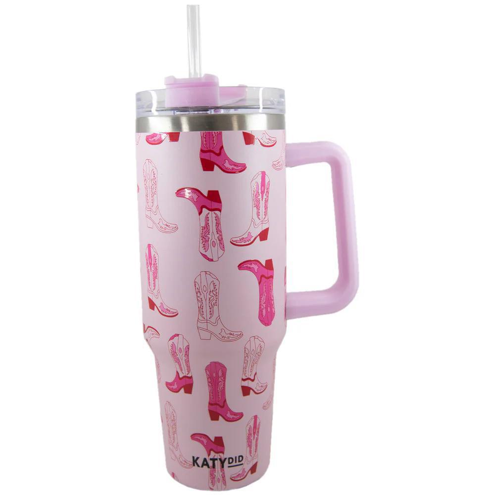 Light Pink Western Boots Coffee Tumbler Cup - by Katydid