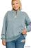 Plus acid wash fleece half zip sweatshirts - Blue Grey - Zenana