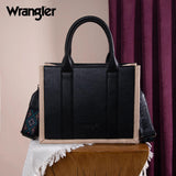 Wrangler Aztec Embroidered Tote/Crossbody - Black - by Montana West