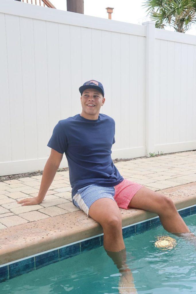 Men's Swim Shorts - Red Print - by Simply Southern