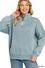 Acid wash fleece half zip sweatshirt - Blue Grey - Zenana