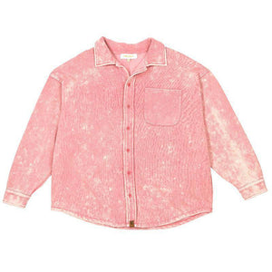 Acid Wash Shacket - Pink - by Simply Southern