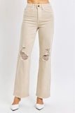 High Waist Dyed Destroy 90's Straight Leg- Bone - by Judy Blue