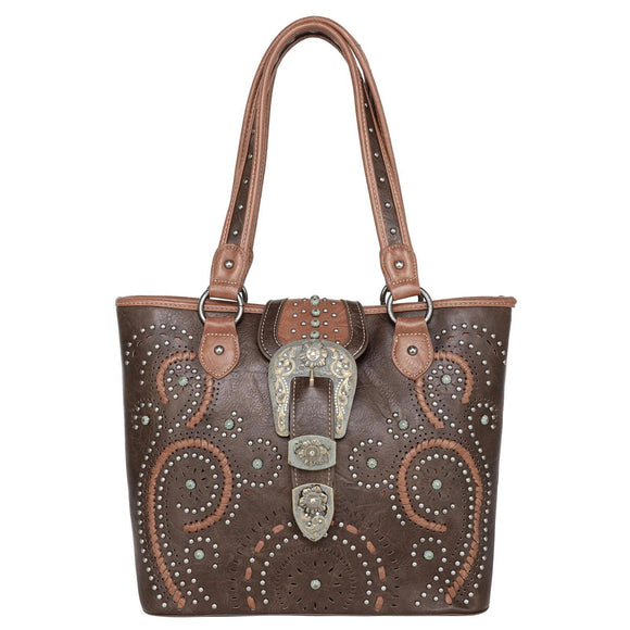 Buckle Collection Concealed Carry Tote - Coffee - by Montana West