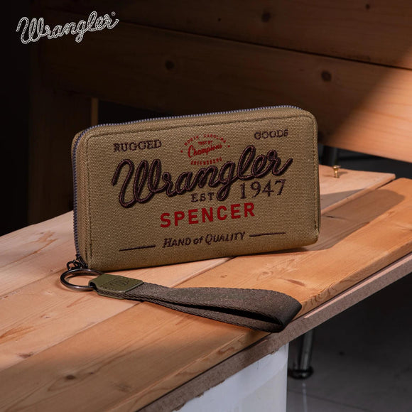 Vintage Wrangler Canvas Zip Wristlet - Green - by Montana West