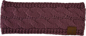 C.C Cable Knit Fuzzy Lined Headband - Coco Berry