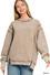Acid washed double ribbed exposed-seam pullover - Mocha - Zenana
