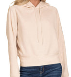 Scuba Hoodie - Heather Beige - by Zenana