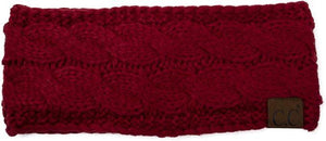 C.C Cable Knit Fuzzy Lined Headband - Cardinal