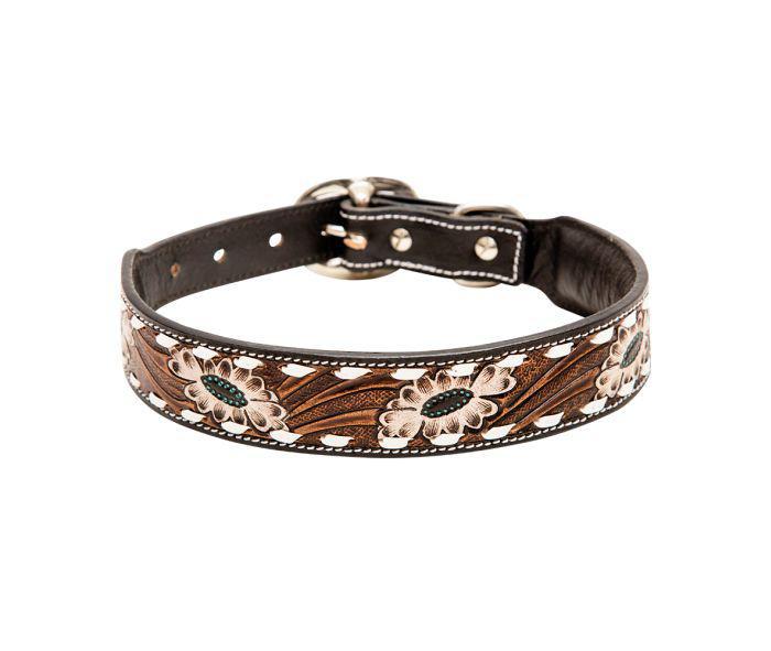 Hotshots Hand-Tooled Leather Dog Collar - by Myra