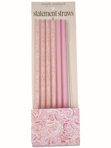 Straw Set - Pink Paisley - by Simply Southern