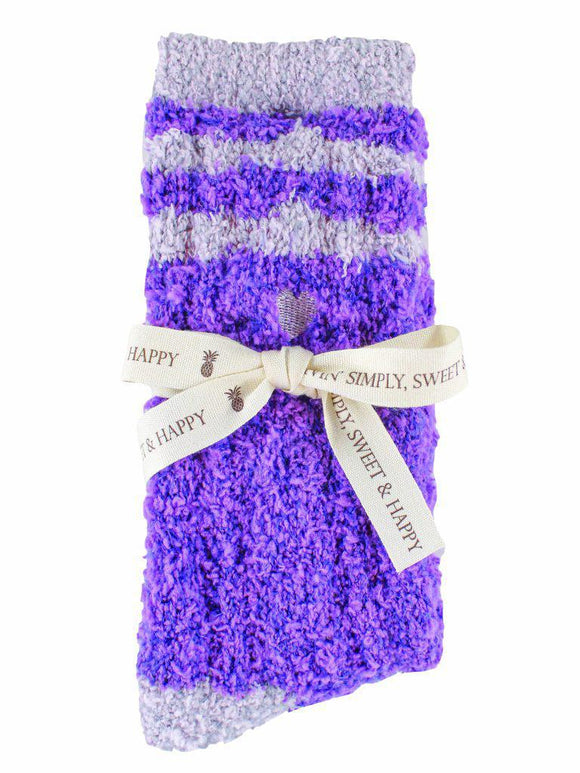 Stripe Soft N Cozy Socks - Purple - by Simply Southern