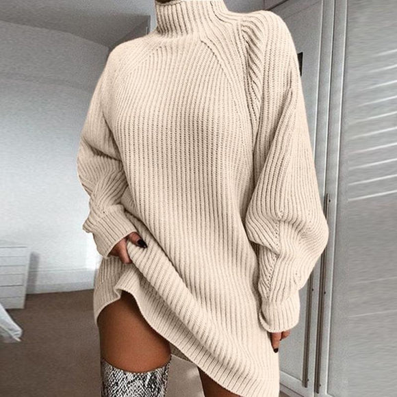 Half Turtleneck Sweater Dress - Apricot - by Hidden Brand