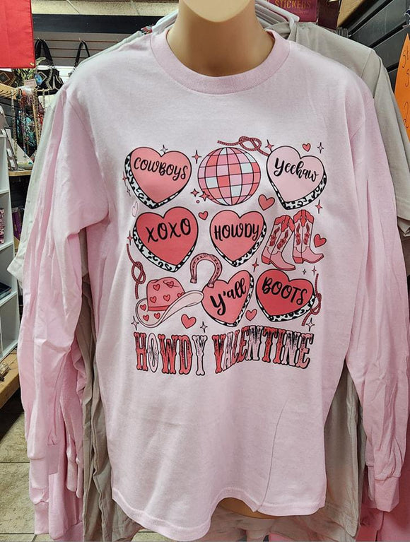 Howdy Valentine - Pink - Long Sleeve Shirt