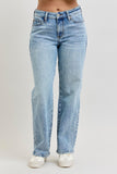 Petite Mid Rise Rigid Magic Straight Jeans - Light Wash - by Judy Blue