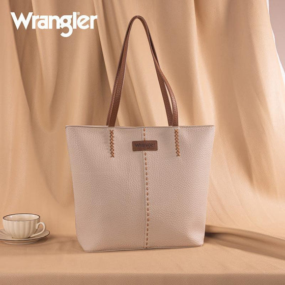 Wrangler Cross Stitch Carry-All Tote - Beige -  by Montana West