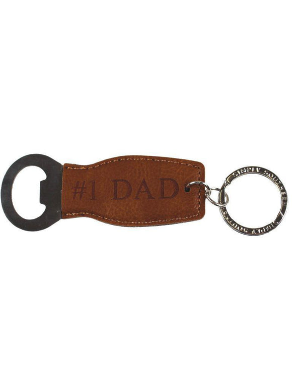 Guy's Leather Bottle Keychain - #1 Dad - by Simply Southern