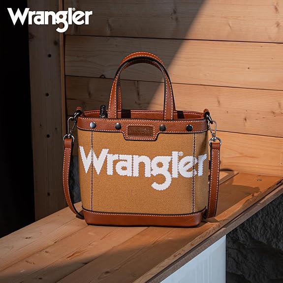 Wrangler Canvas Mini Top Handle Tote//Crossbody - Brown - by Montana West