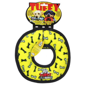 Tuffy Ultimate Ring - Yellow Bone Dog Toy - by Tuffy