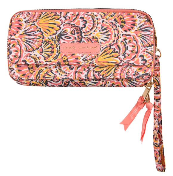 Quilted Phone Cross Wristlet - Coral Shell - by Simply Southern