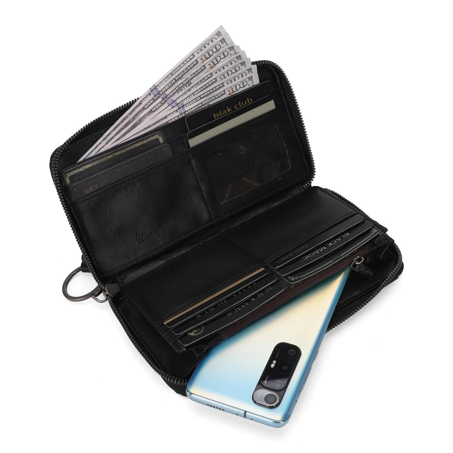 Wrangler Cow Print Wallet - Black - by Montana West