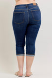 Plus High Waisted Capri with Cuff Jeans - by Judy Blue
