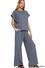 Ribbed short sleeve tee & pants set - Denim - Zenana