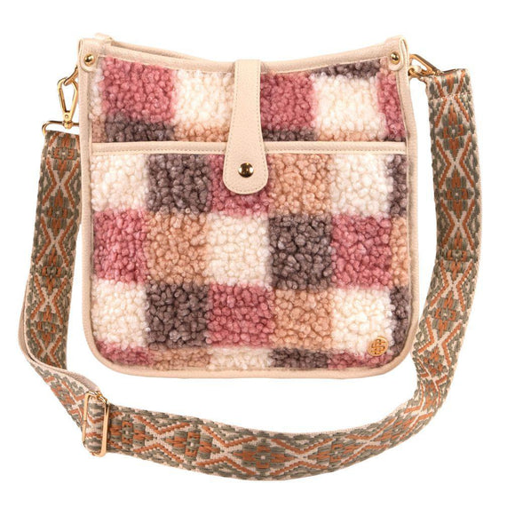 Fuzzy Satchel Bag - Multi Plaid - by Simply Southern