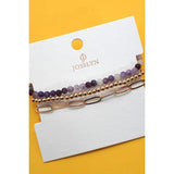 Multi Layer Natural Stone Ball Chain Link Bracelet - by JOSSLYN