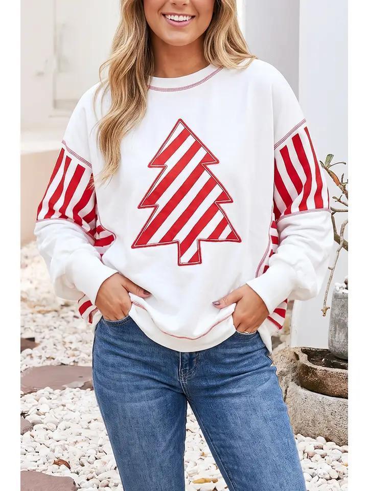 Christmas Colorblock Striped Blouse