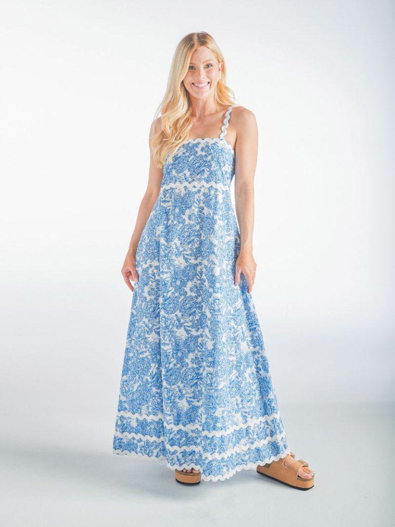 Maxi Scalloped Dress - Blue Vintage - by Simply Southern