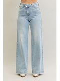 High Waist Retro Wide Criss-Cross - Light Wash - by Judy Blue