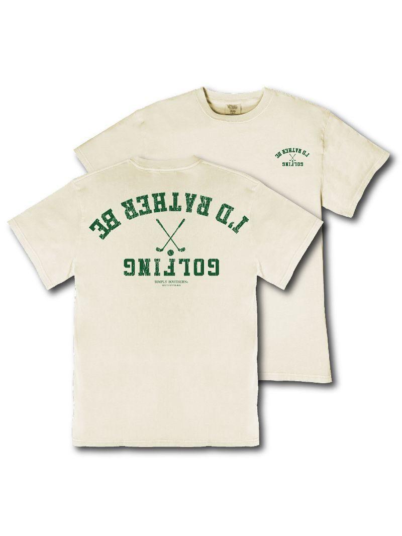 Rather be Golfing (Men's Mineral Washed Short Sleeve T-Shirt) - Bone - by Simply Southern