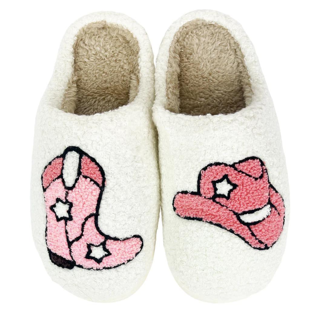 Rodeo Cowgirl White Slippers - by Girlie Girl