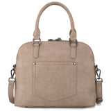 Wrangler Top Handle Classic Barrel Satchel Bag/Crossbody - Tan - by Montana West