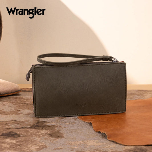 Wrangler Sherpa Aztec Canvas Clutch - Green - by Montana West