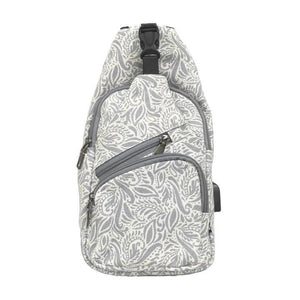 AntiTheft Day Regular Sling Bag - Gray Paisley - by Calla