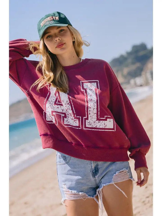 Alabama Printed Acid Washed Sweatshirt - by Oddi