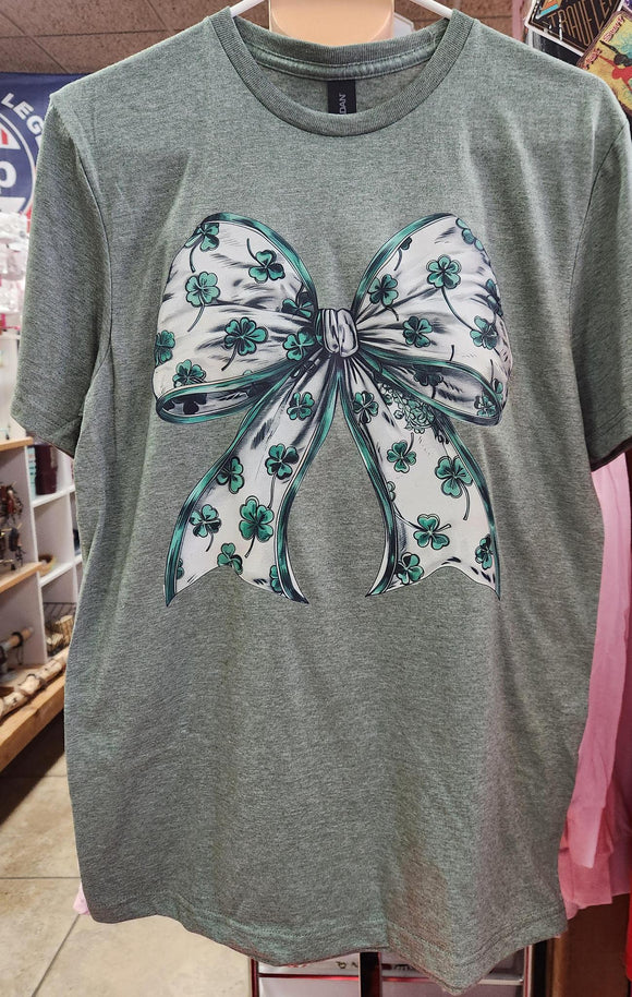 St. Patty's Bow - Olive Green - Short Sleeve Shirt