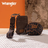 Wrangler Leopard Print Dual Pouch Wristlet - Coffee - by Montana West