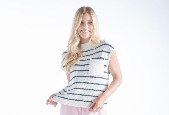Knit Breeze Top - Blue/White - by Simply Southern